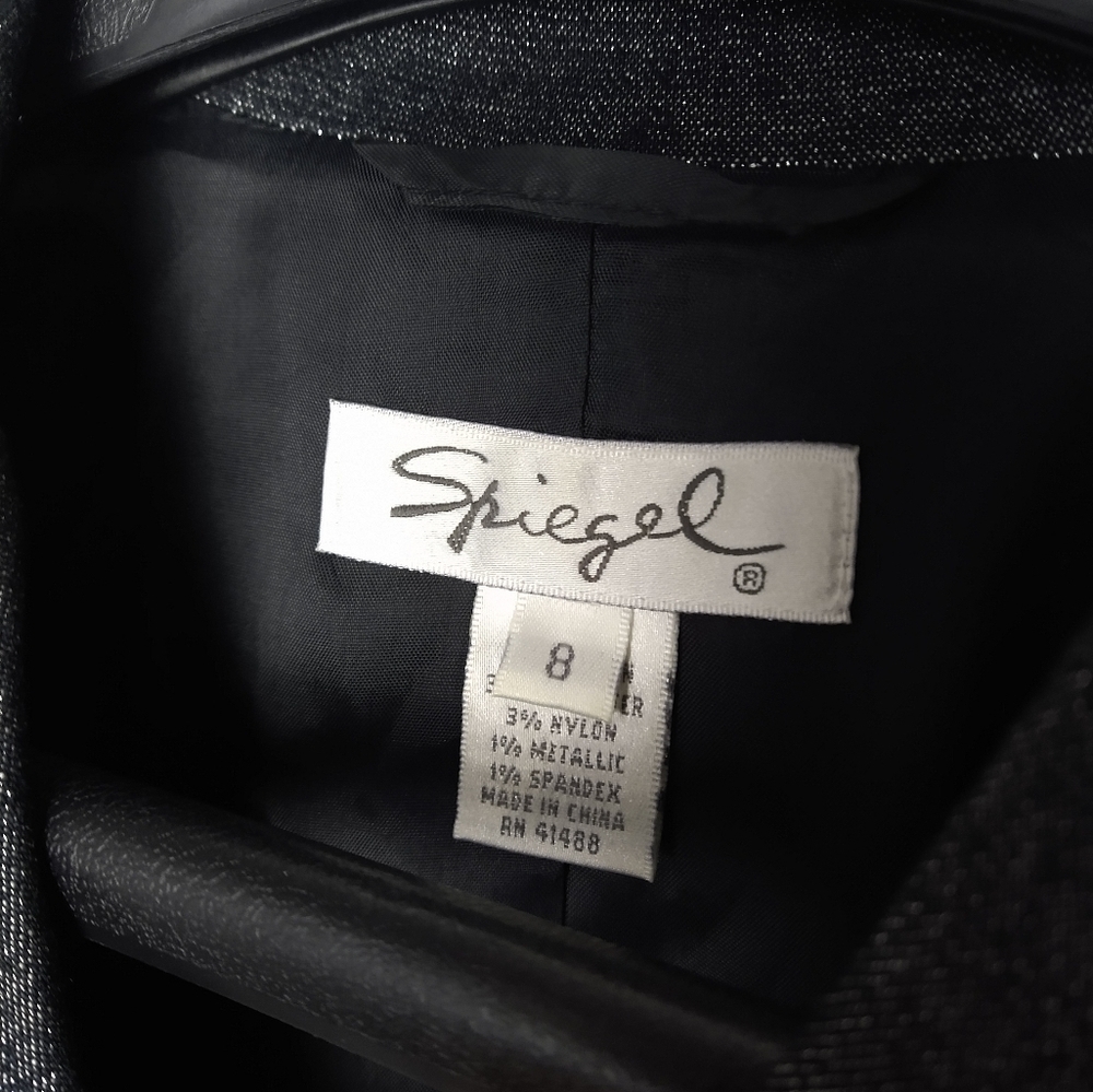 Spiegel black silver sparkle metallic threads fitted formal jacket. Size 8 - Picture 9 of 14